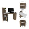 Tuhome Vilna 120 Writing Desk, Four Shelves, Light Oak/White EDB5560